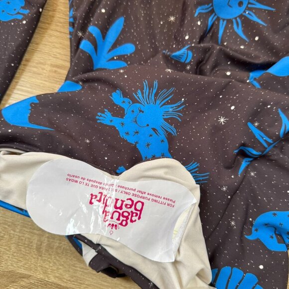 New Agua Bendita Clara Surf One Piece Long Sleeve Swimsuit Swim Black Blue Large - Picture 4 of 13